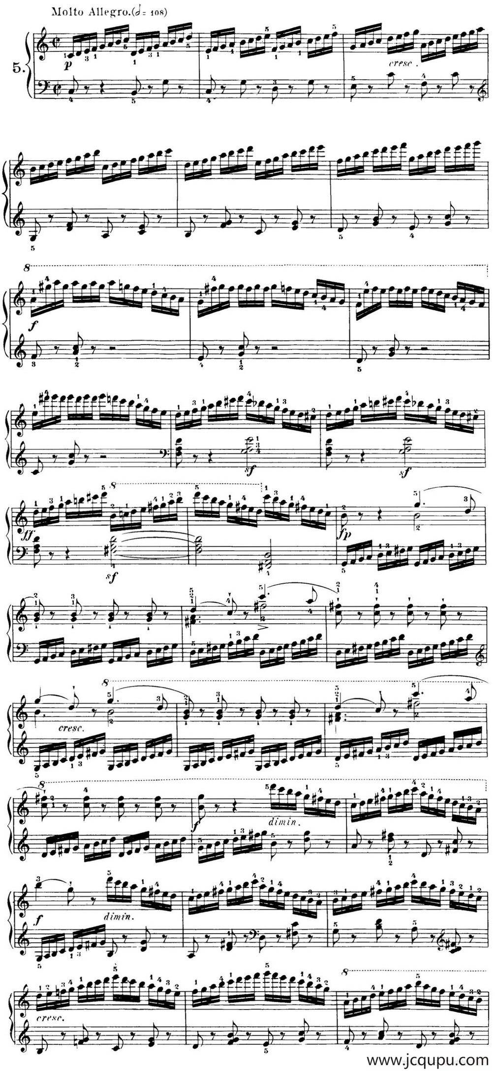 40首车尔尼Op.299钢琴快速练习曲（NO.5）简谱