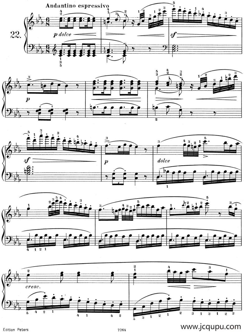 25首车尔尼Op.748练习曲（NO.22）简谱