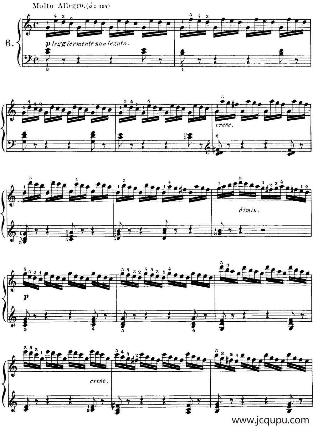 40首车尔尼Op.299钢琴快速练习曲（NO.6）简谱