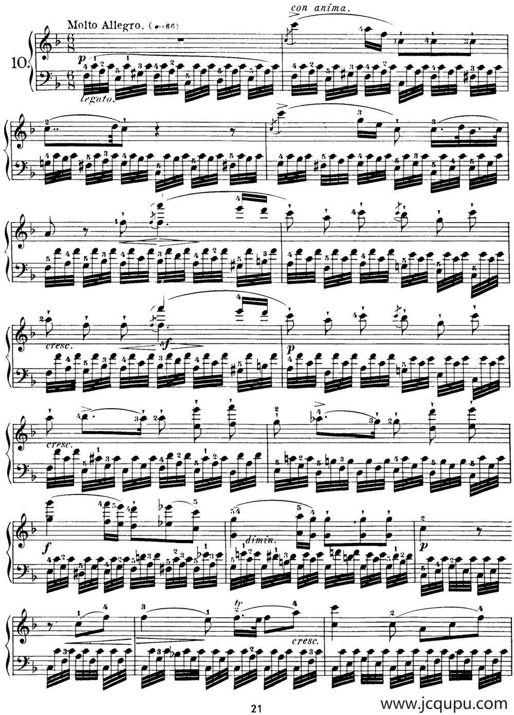 40首车尔尼Op.299钢琴快速练习曲（NO.10）简谱