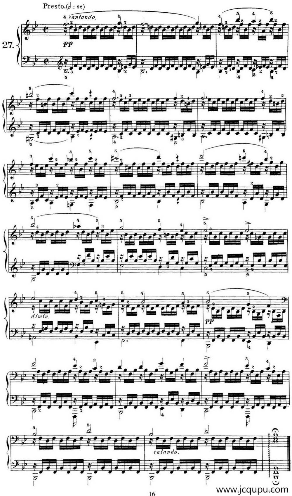 40首车尔尼Op.299钢琴快速练习曲（NO.27）简谱