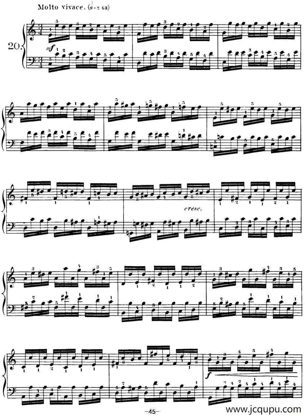 40首车尔尼Op.299钢琴快速练习曲（NO.20）简谱