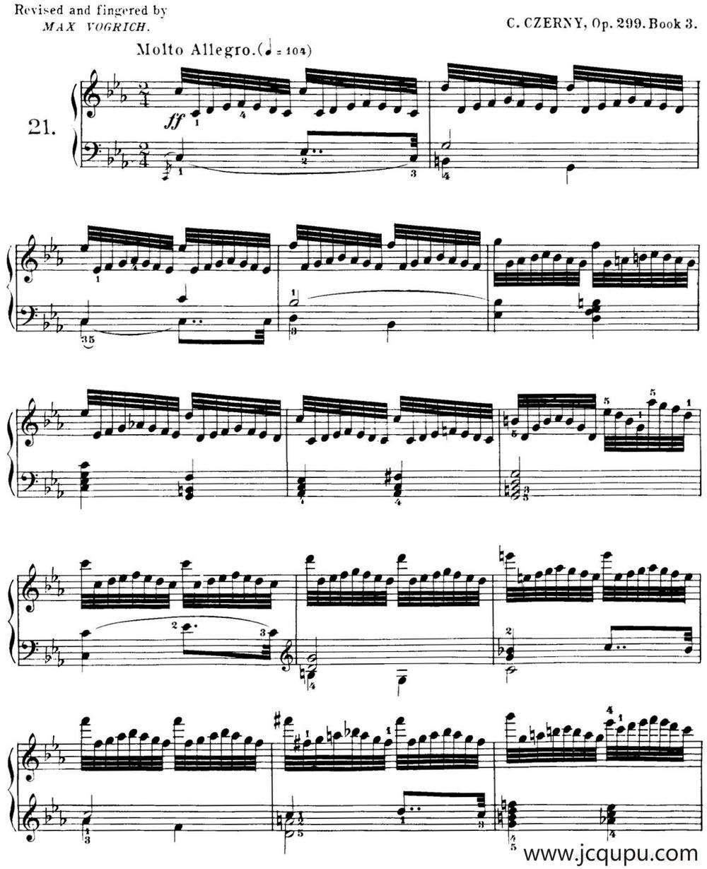 40首车尔尼Op.299钢琴快速练习曲（NO.21）简谱