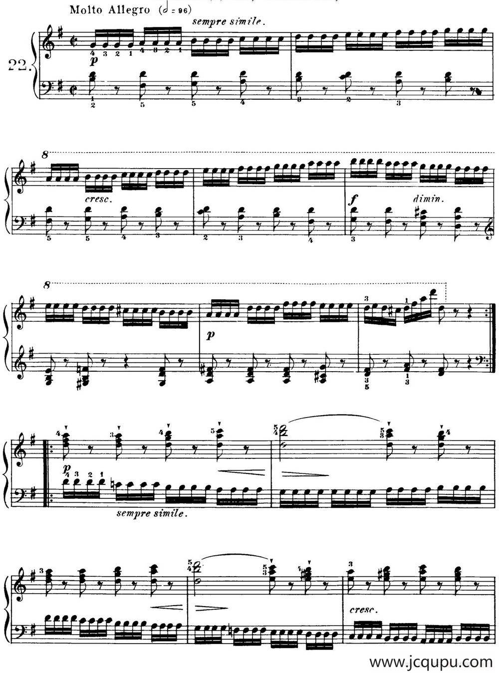 40首车尔尼Op.299钢琴快速练习曲（NO.22）简谱