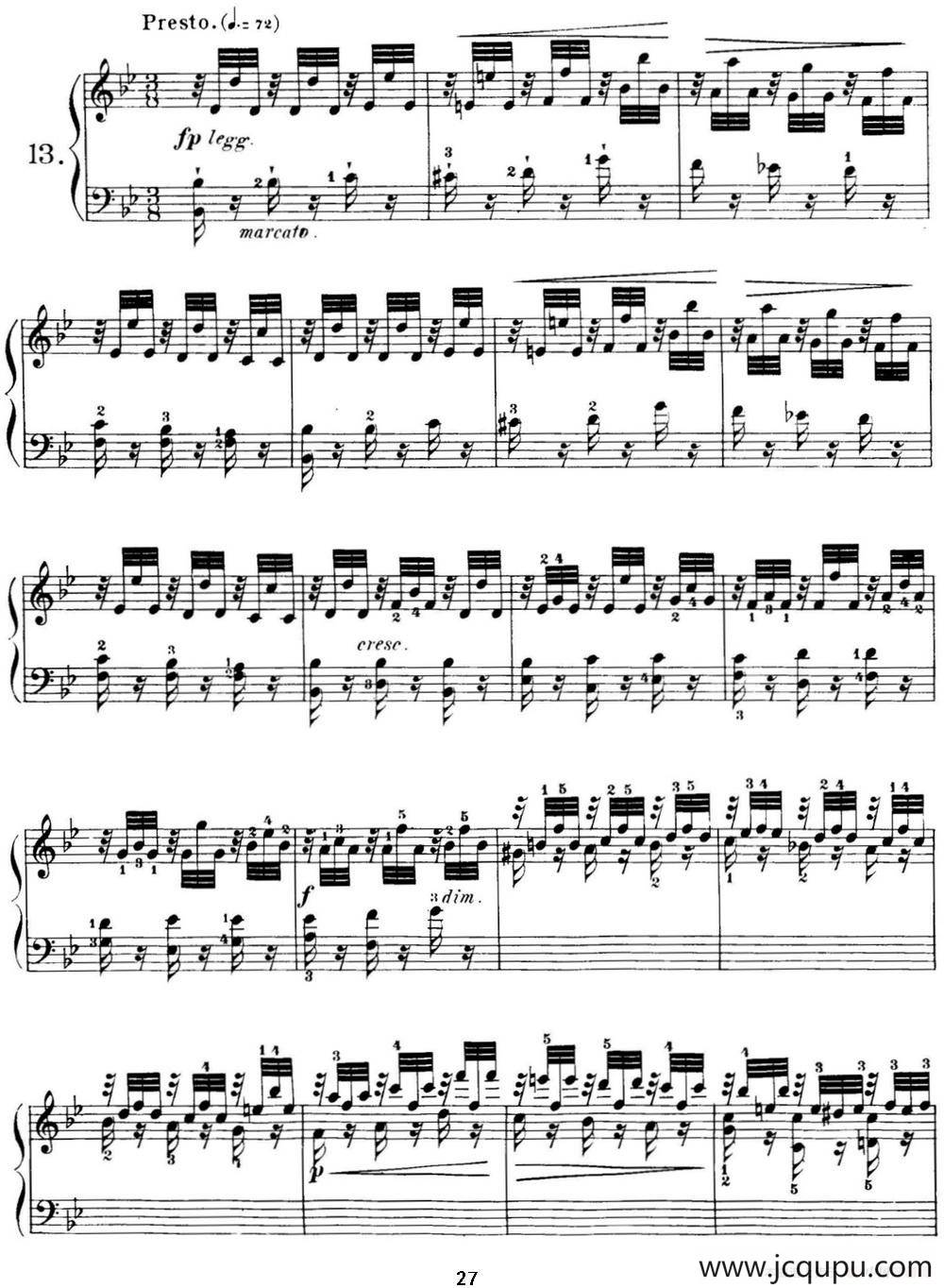 40首车尔尼Op.299钢琴快速练习曲（NO.13）简谱