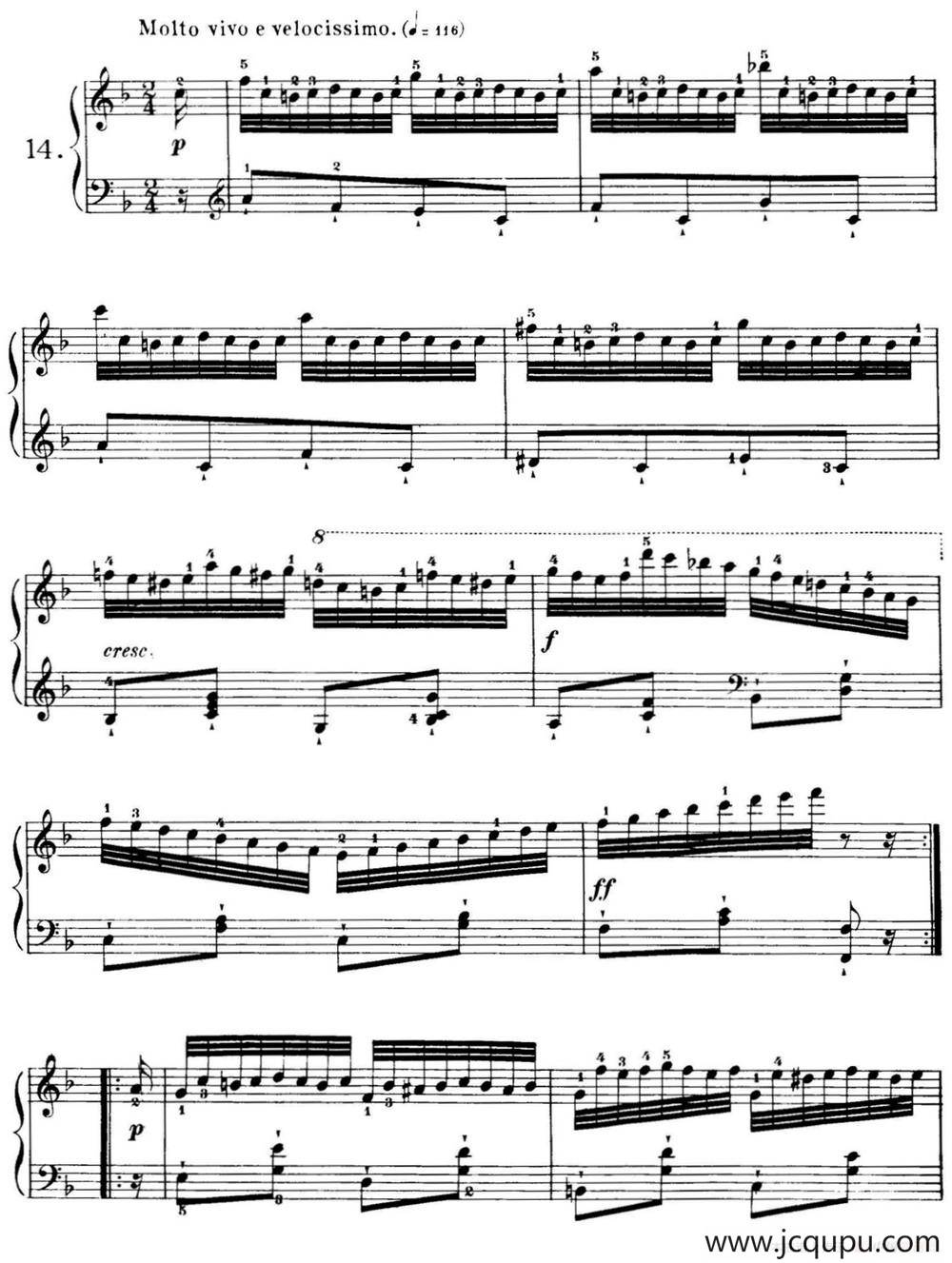 40首车尔尼Op.299钢琴快速练习曲（NO.14）简谱