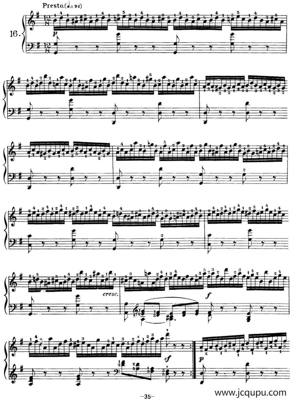 40首车尔尼Op.299钢琴快速练习曲（NO.16）简谱