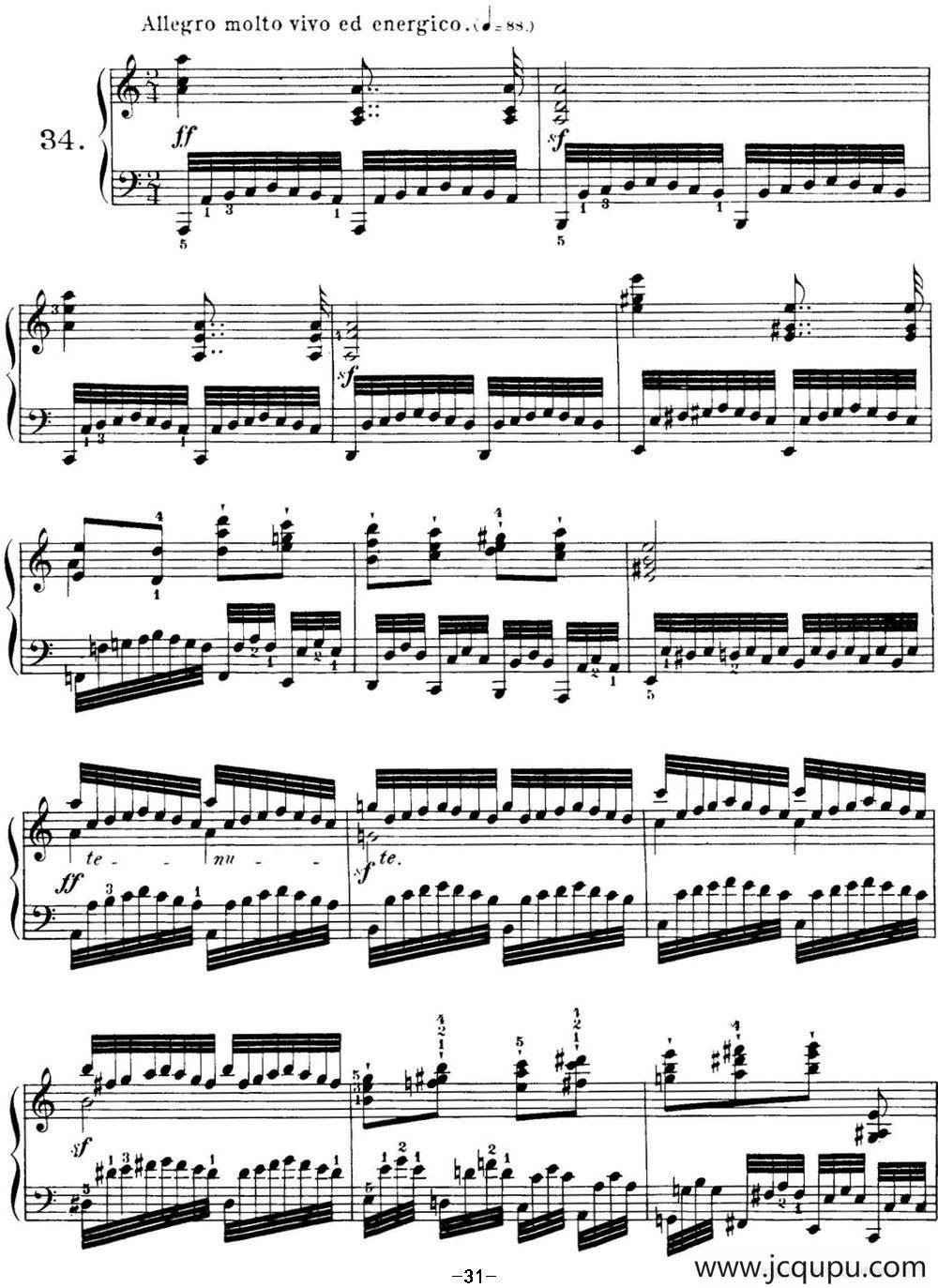 40首车尔尼Op.299钢琴快速练习曲（NO.34）简谱