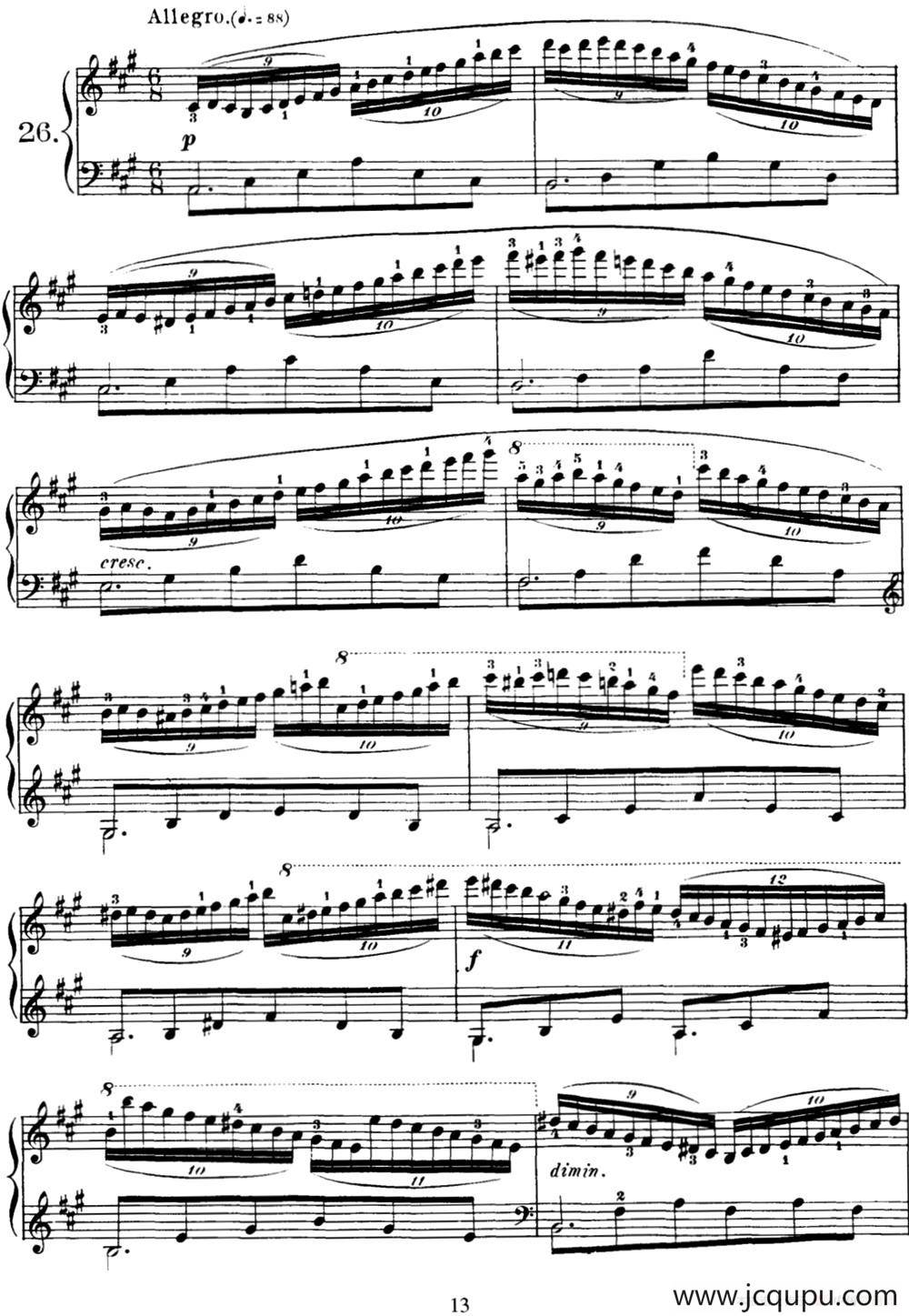 40首车尔尼Op.299钢琴快速练习曲（NO.26）简谱