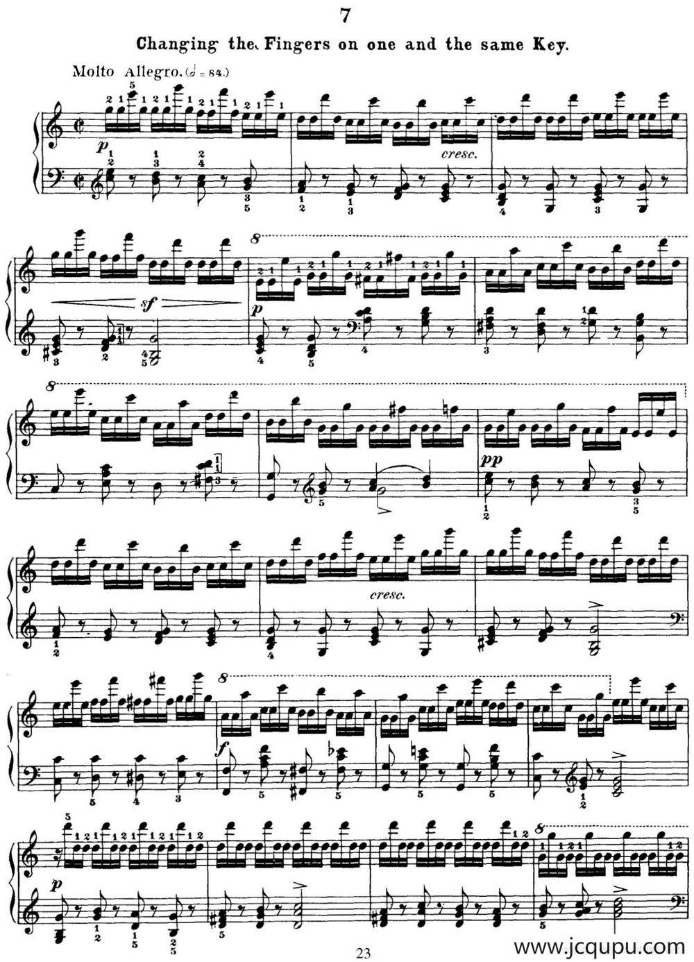 50首车尔尼Op.740钢琴手指灵巧技术练习曲（NO.7）简谱