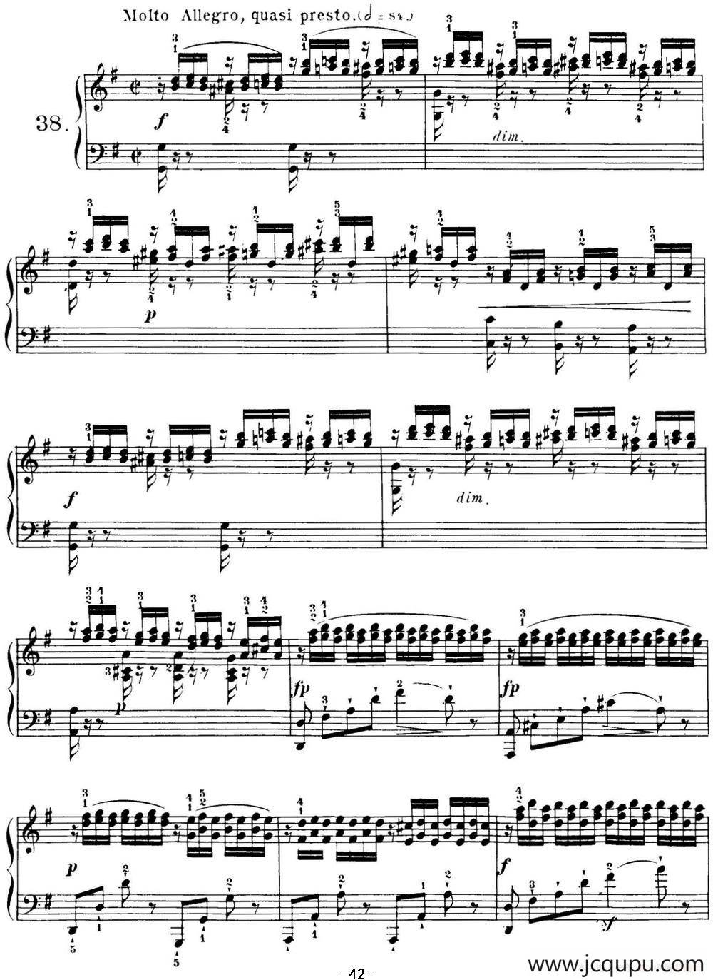 40首车尔尼Op.299钢琴快速练习曲（NO.38）简谱