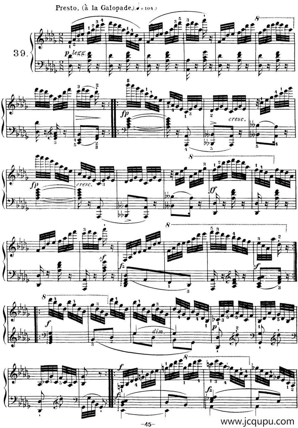 40首车尔尼Op.299钢琴快速练习曲（NO.39）简谱