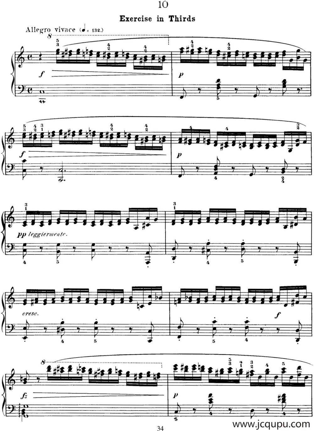 50首车尔尼Op.740钢琴手指灵巧技术练习曲（NO.10）简谱