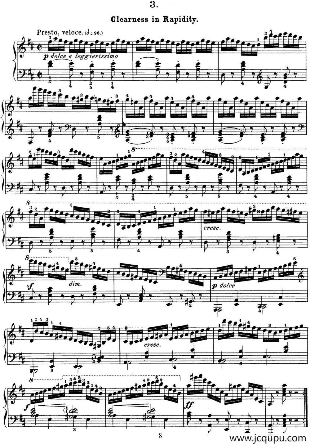 50首车尔尼Op.740钢琴手指灵巧技术练习曲（NO.3）简谱