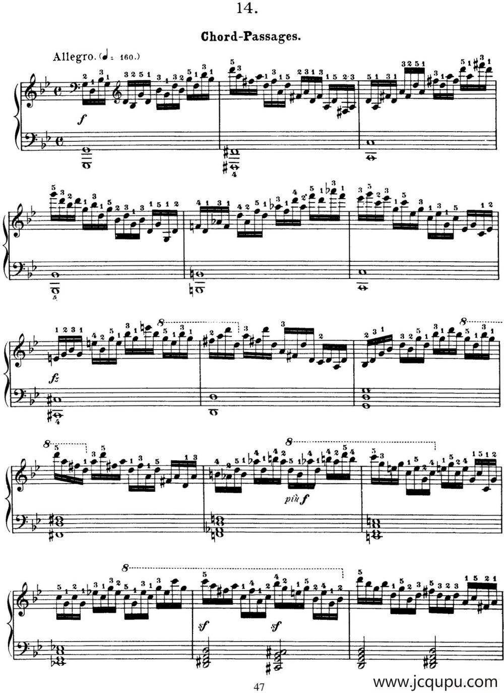 50首车尔尼Op.740钢琴手指灵巧技术练习曲（NO.14）简谱