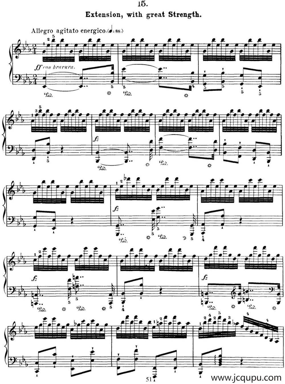 50首车尔尼Op.740钢琴手指灵巧技术练习曲（NO.15）简谱