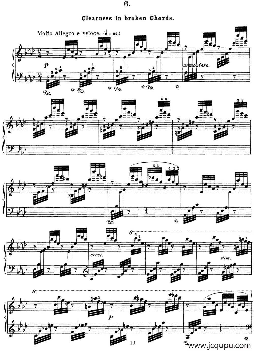 50首车尔尼Op.740钢琴手指灵巧技术练习曲（NO.6）简谱