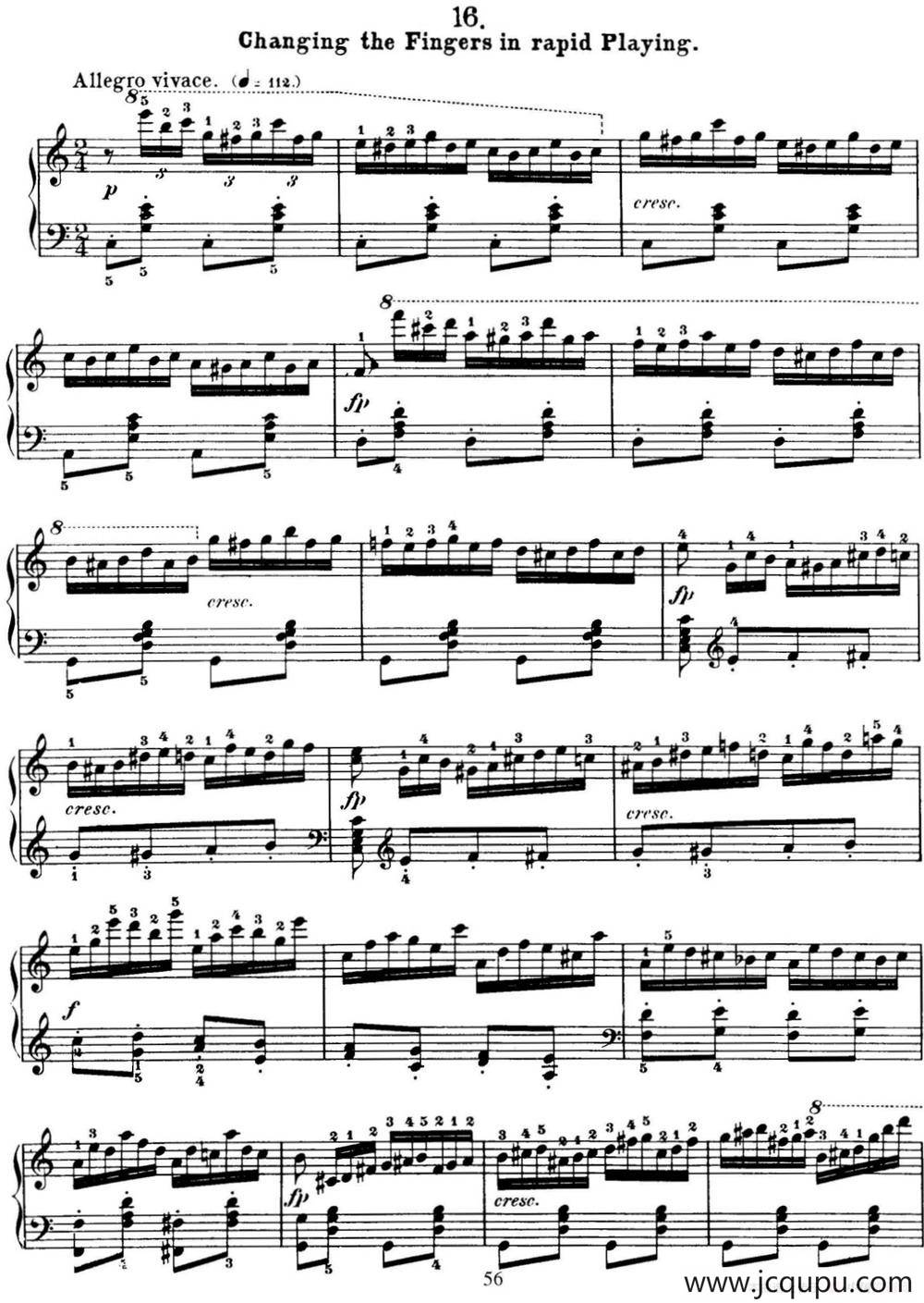 50首车尔尼Op.740钢琴手指灵巧技术练习曲（NO.16）简谱