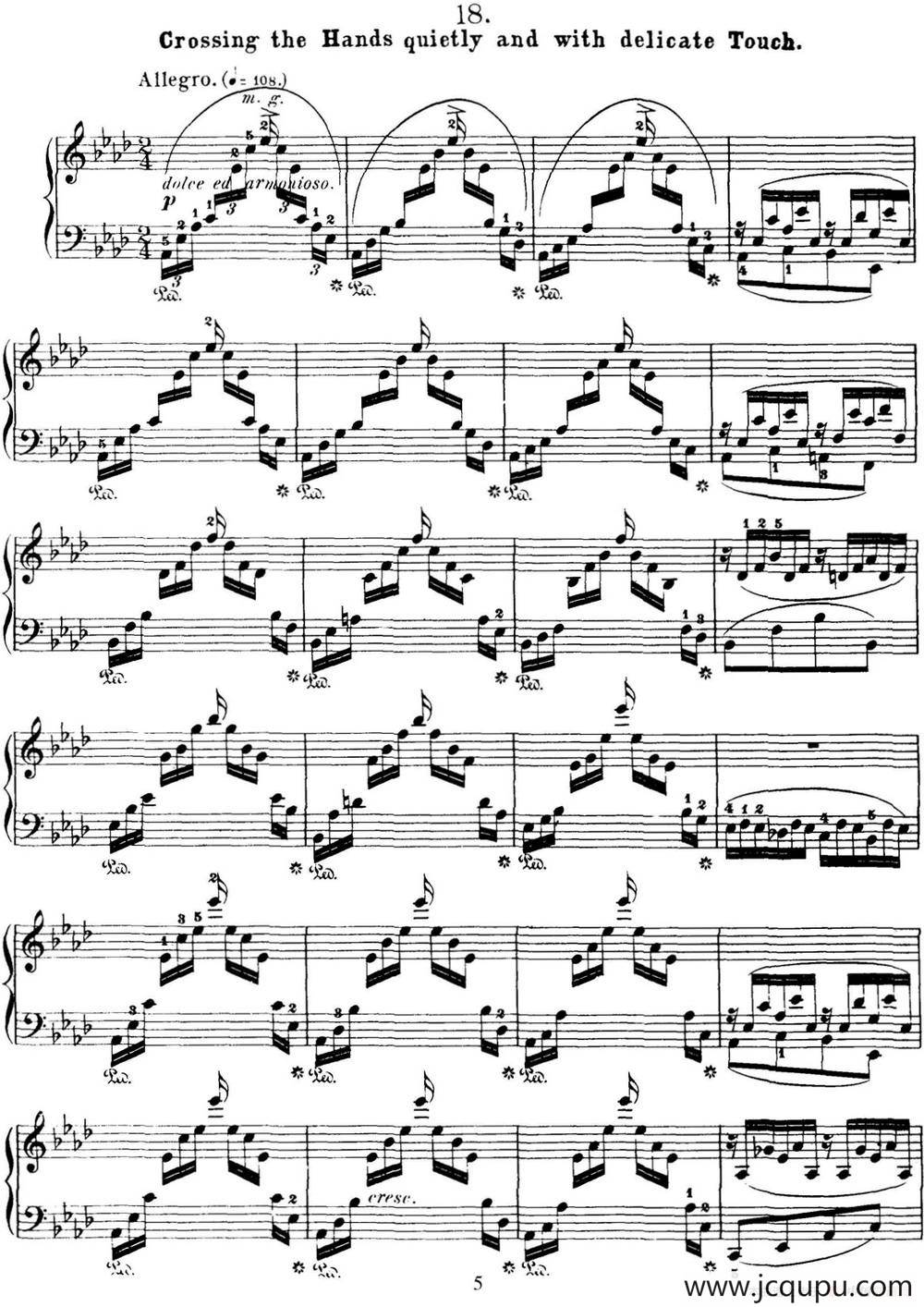 50首车尔尼Op.740钢琴手指灵巧技术练习曲（NO.18）简谱