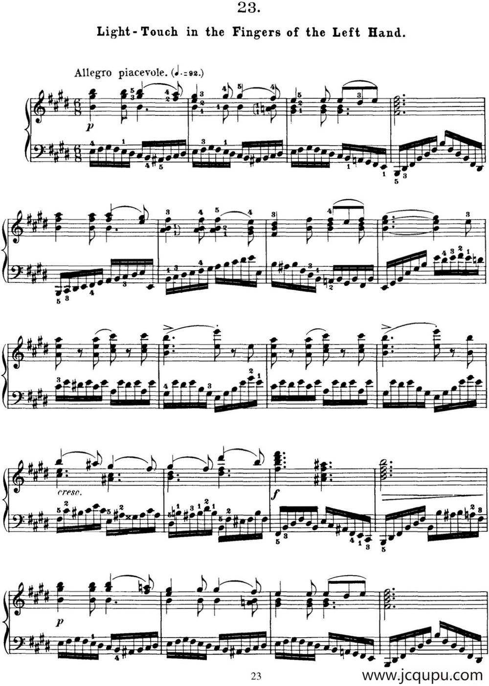 50首车尔尼Op.740钢琴手指灵巧技术练习曲（NO.23）简谱