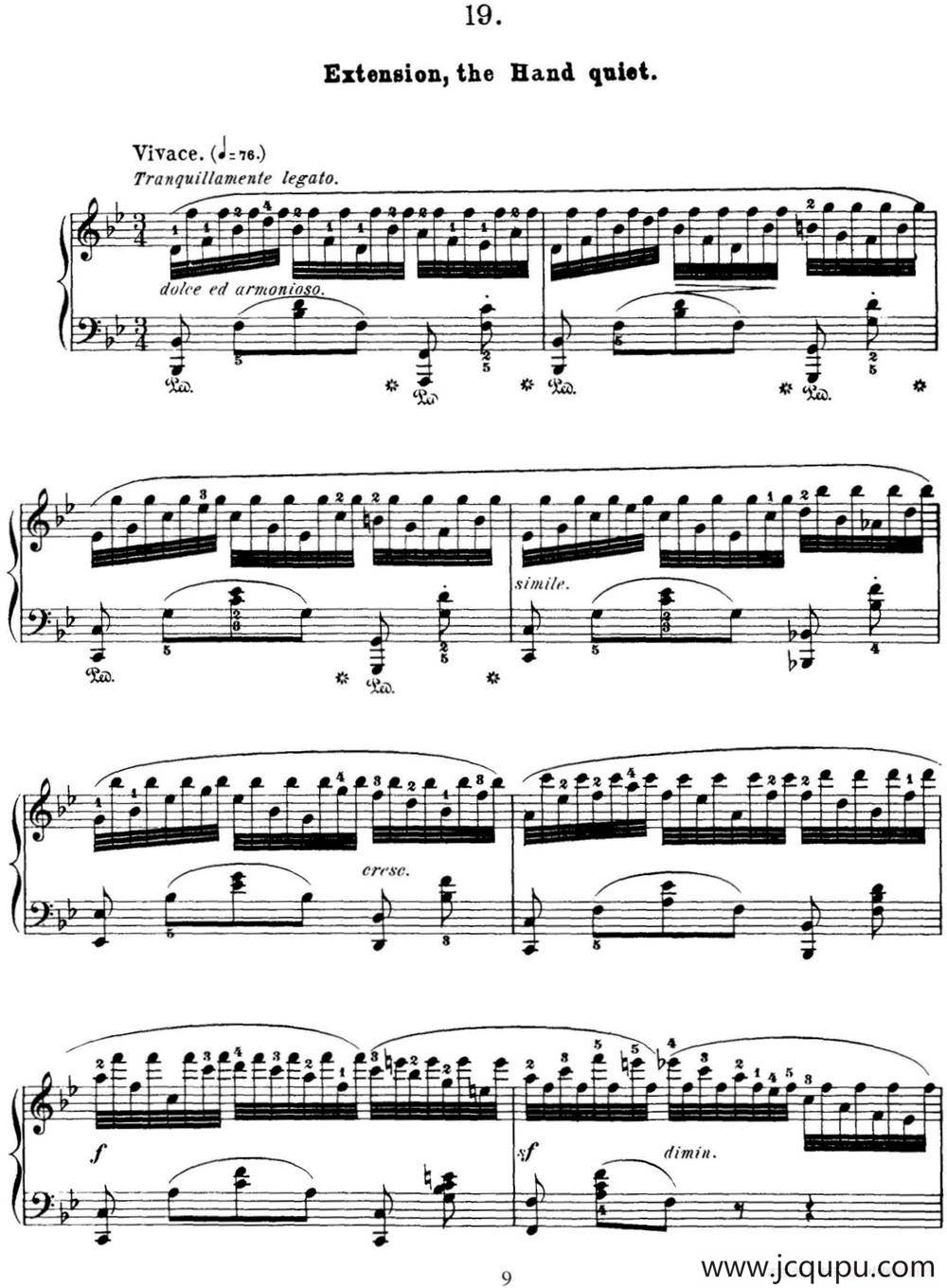 50首车尔尼Op.740钢琴手指灵巧技术练习曲（NO.19）简谱