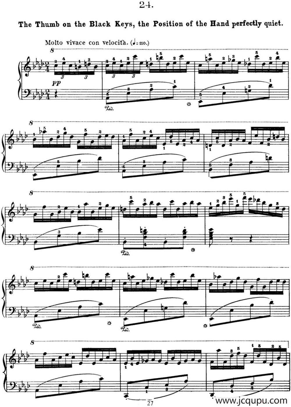 50首车尔尼Op.740钢琴手指灵巧技术练习曲（NO.24）简谱