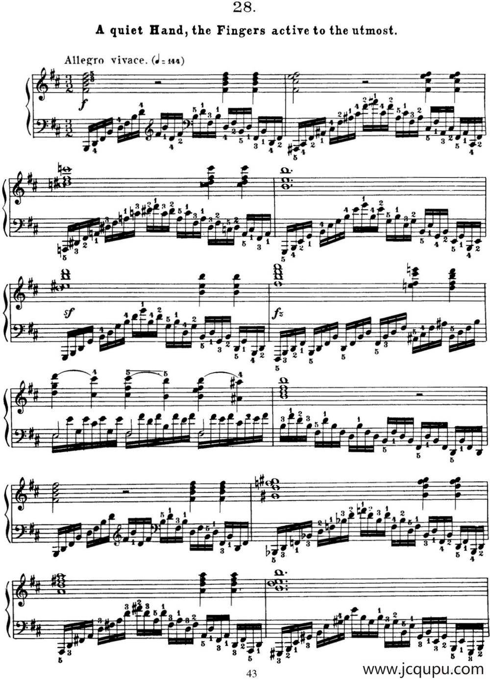 50首车尔尼Op.740钢琴手指灵巧技术练习曲（NO.28）简谱