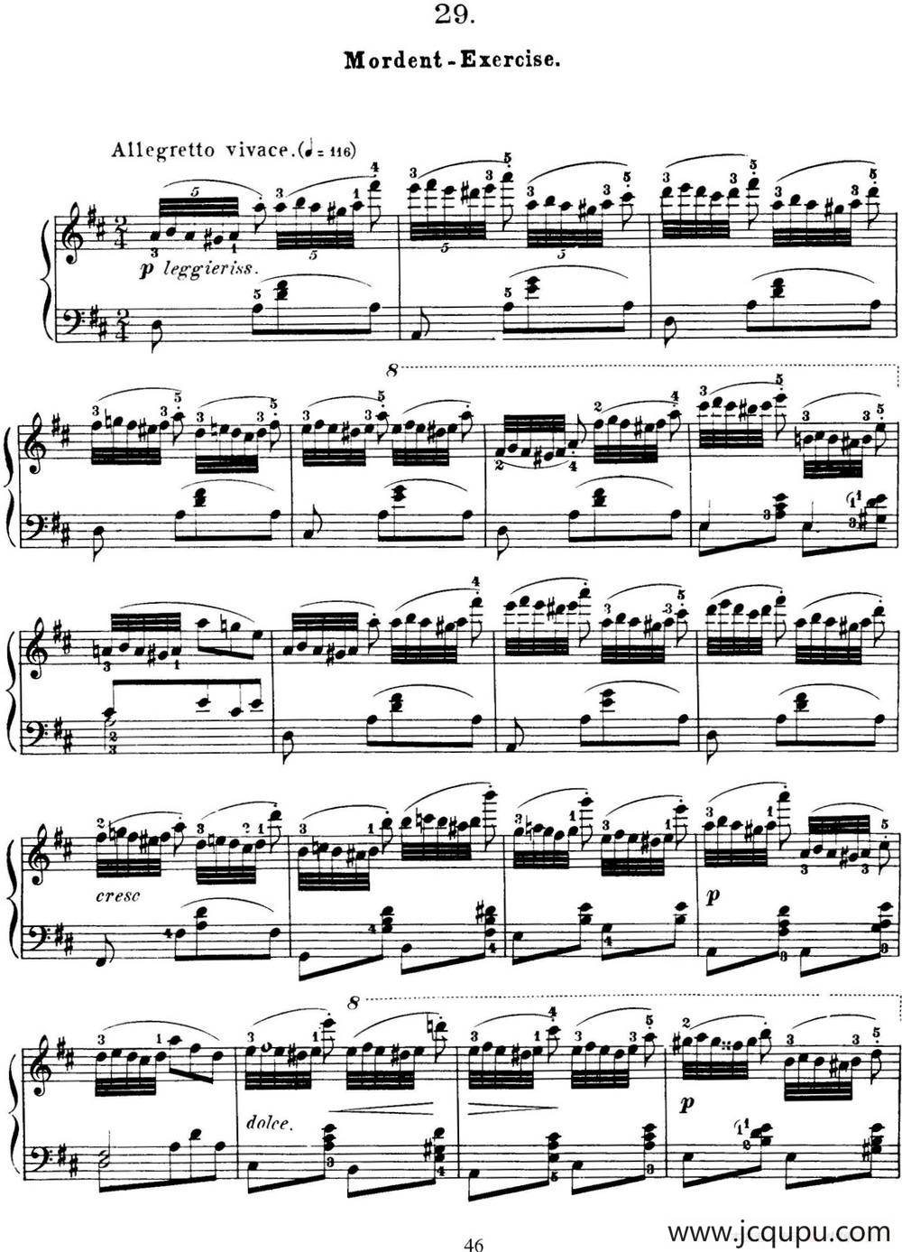 50首车尔尼Op.740钢琴手指灵巧技术练习曲（NO.29）简谱