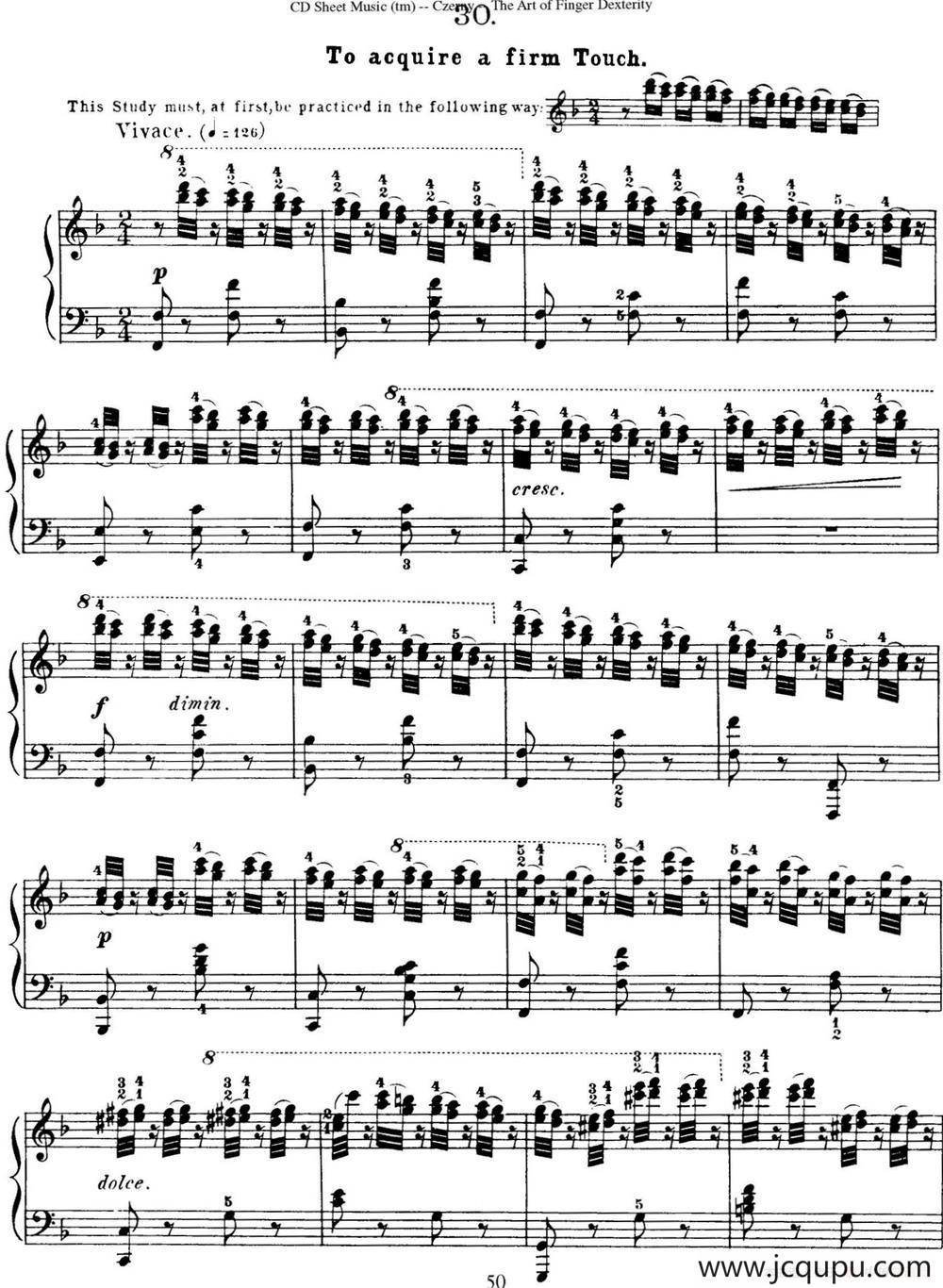 50首车尔尼Op.740钢琴手指灵巧技术练习曲（NO.30）简谱