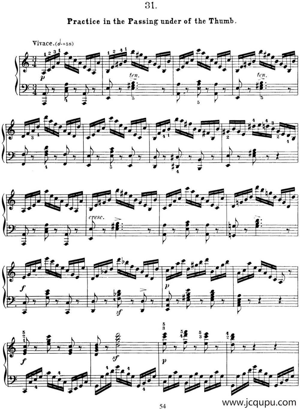 50首车尔尼Op.740钢琴手指灵巧技术练习曲（NO.31）简谱