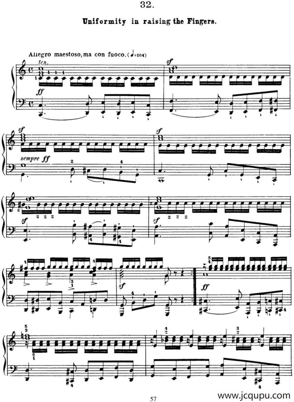 50首车尔尼Op.740钢琴手指灵巧技术练习曲（NO.32）简谱