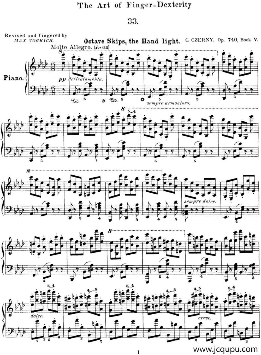 50首车尔尼Op.740钢琴手指灵巧技术练习曲（NO.33）简谱