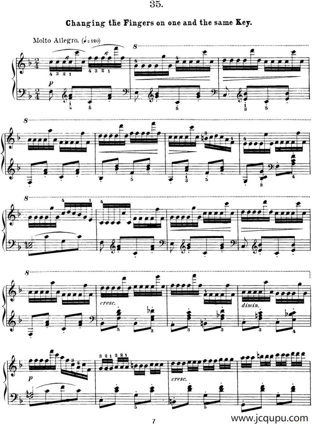 50首车尔尼Op.740钢琴手指灵巧技术练习曲（NO.35）简谱