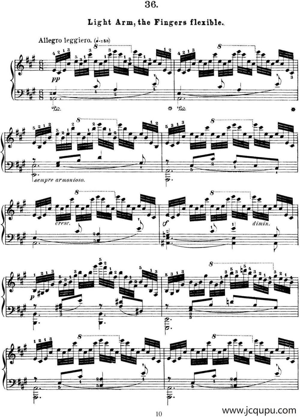 50首车尔尼Op.740钢琴手指灵巧技术练习曲（NO.36）简谱