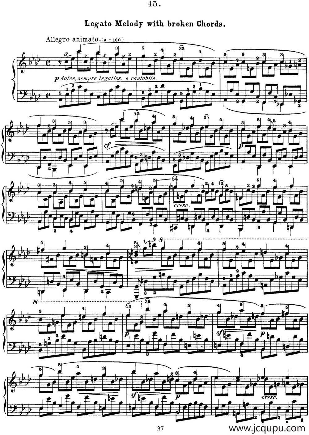 50首车尔尼Op.740钢琴手指灵巧技术练习曲（NO.45）简谱