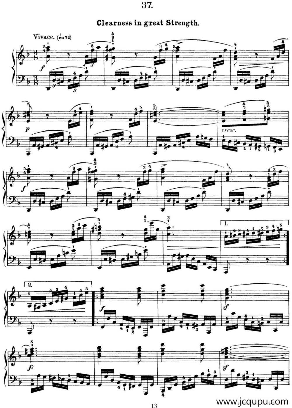 50首车尔尼Op.740钢琴手指灵巧技术练习曲（NO.37）简谱