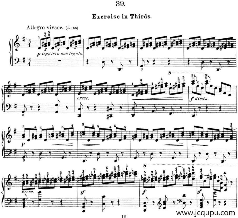 50首车尔尼Op.740钢琴手指灵巧技术练习曲（NO.39）简谱