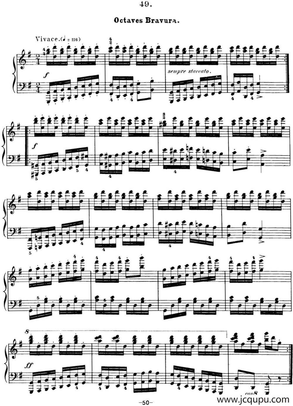 50首车尔尼Op.740钢琴手指灵巧技术练习曲（NO.49）简谱