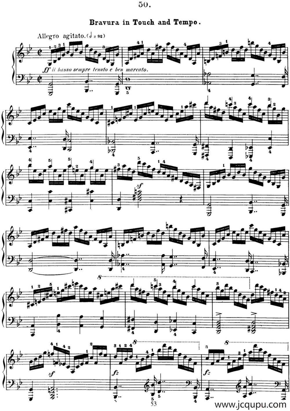 50首车尔尼Op.740钢琴手指灵巧技术练习曲（NO.50）简谱