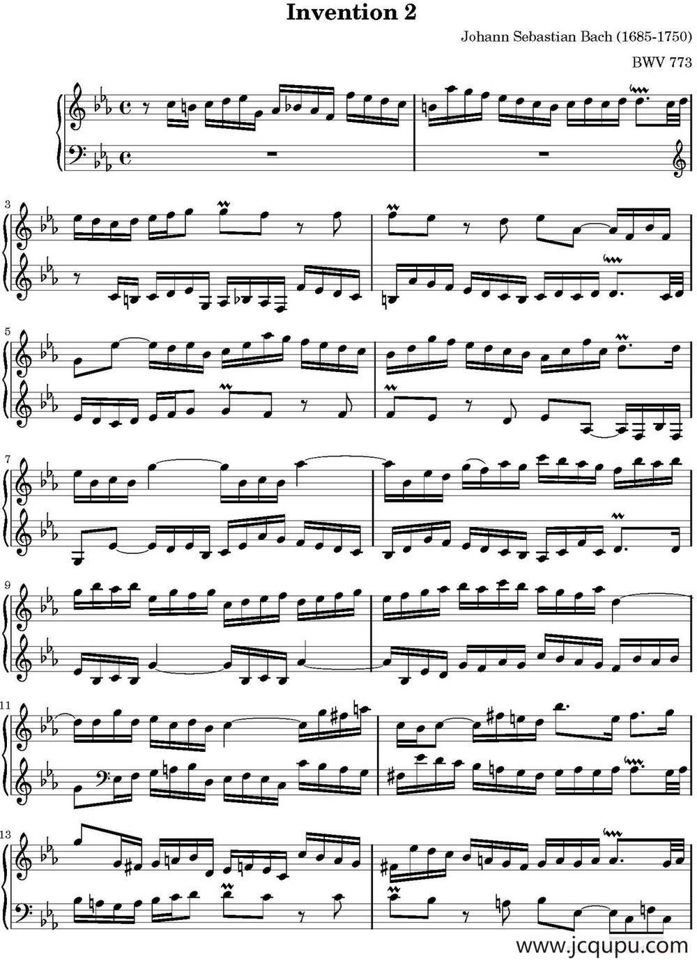 15首巴赫二部创意曲集（NO.2）简谱