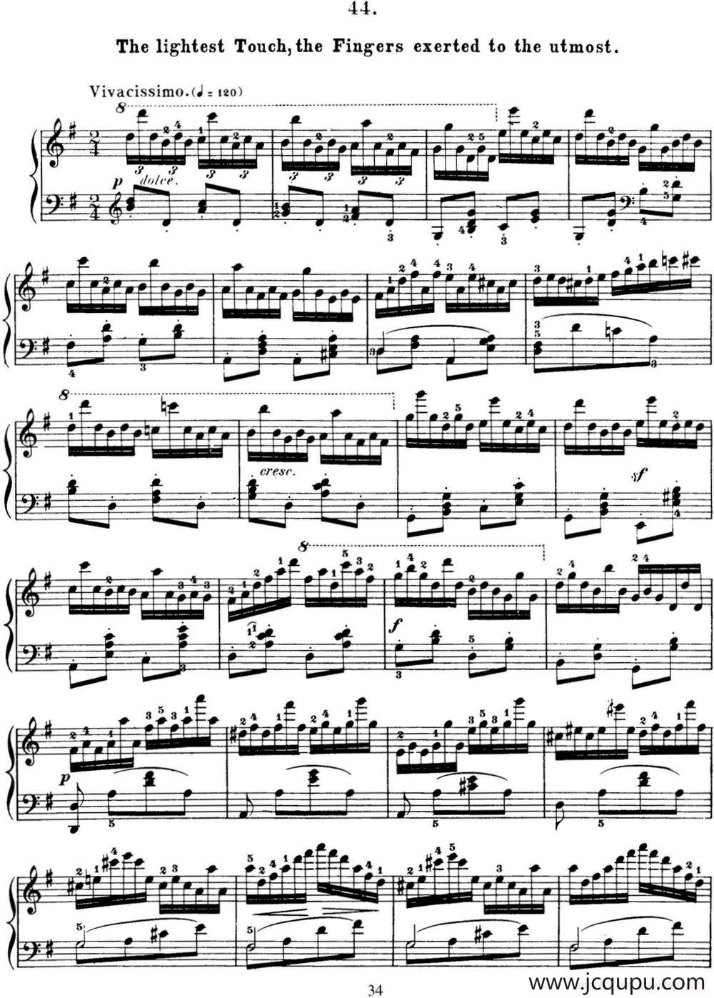 50首车尔尼Op.740钢琴手指灵巧技术练习曲（NO.44）简谱