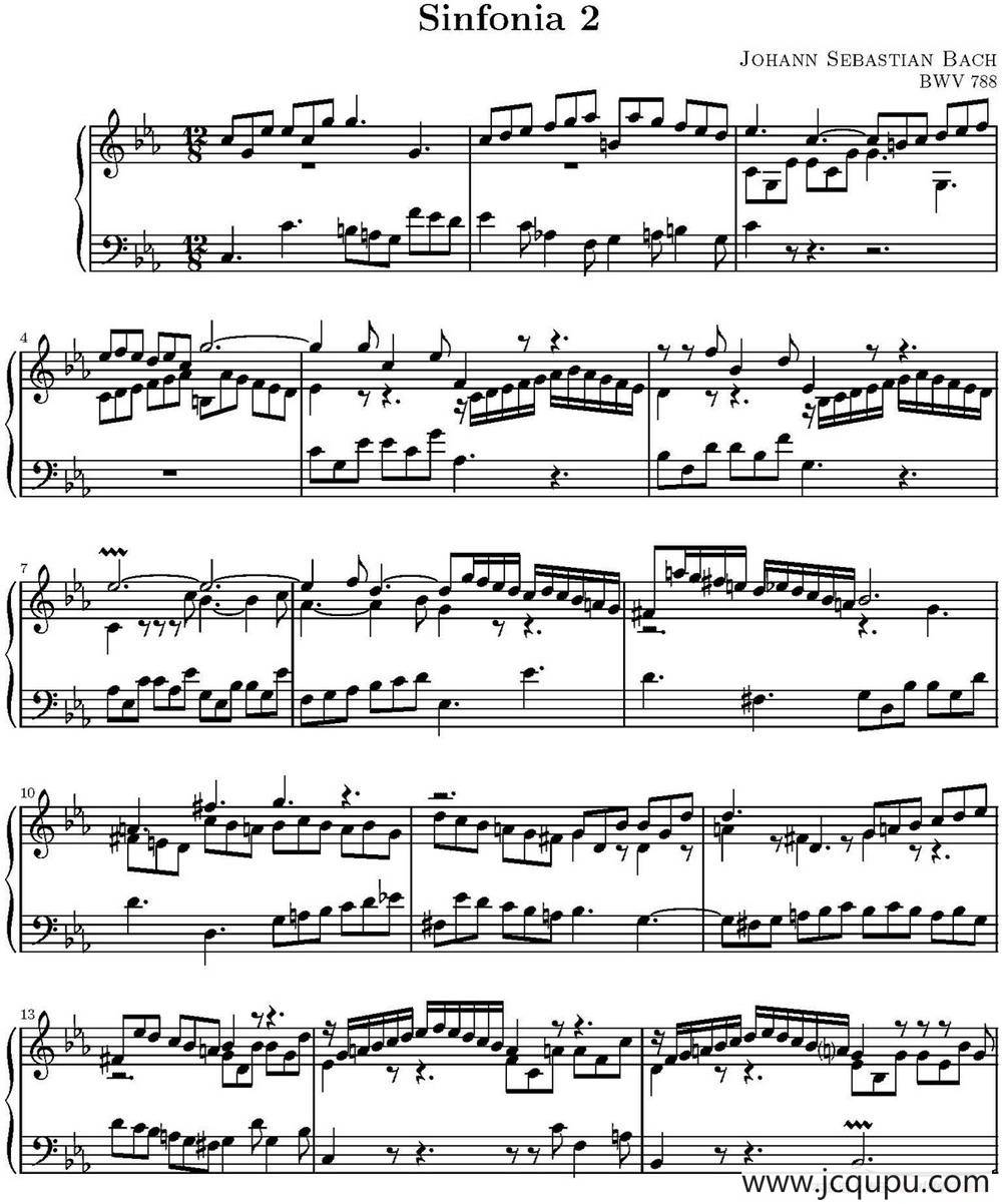 15首巴赫三部创意曲集（NO.2）简谱