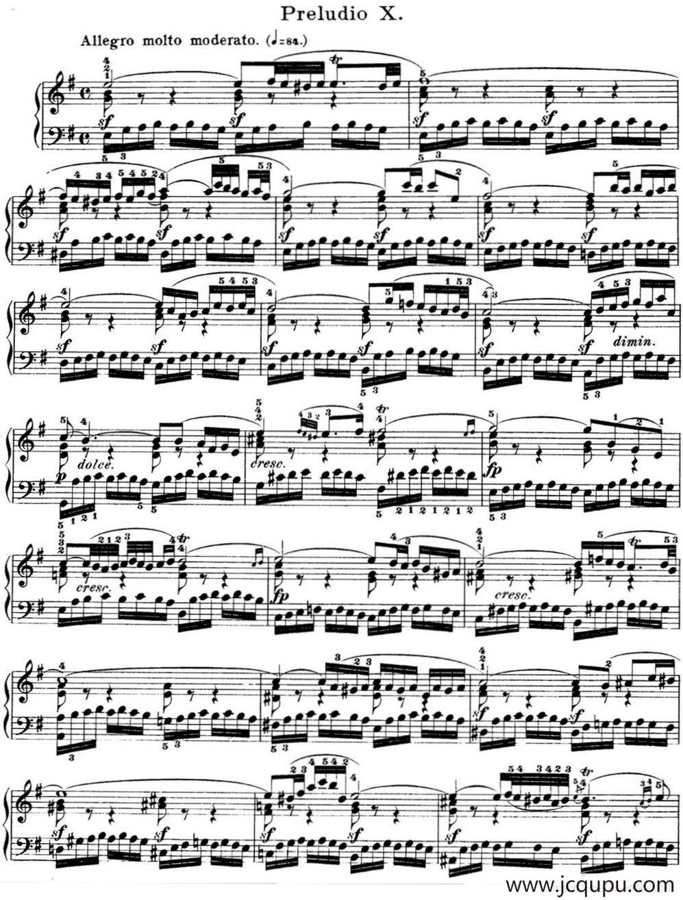 巴赫《平均律钢琴曲集·第一卷》之前奏曲（NO.10）简谱
