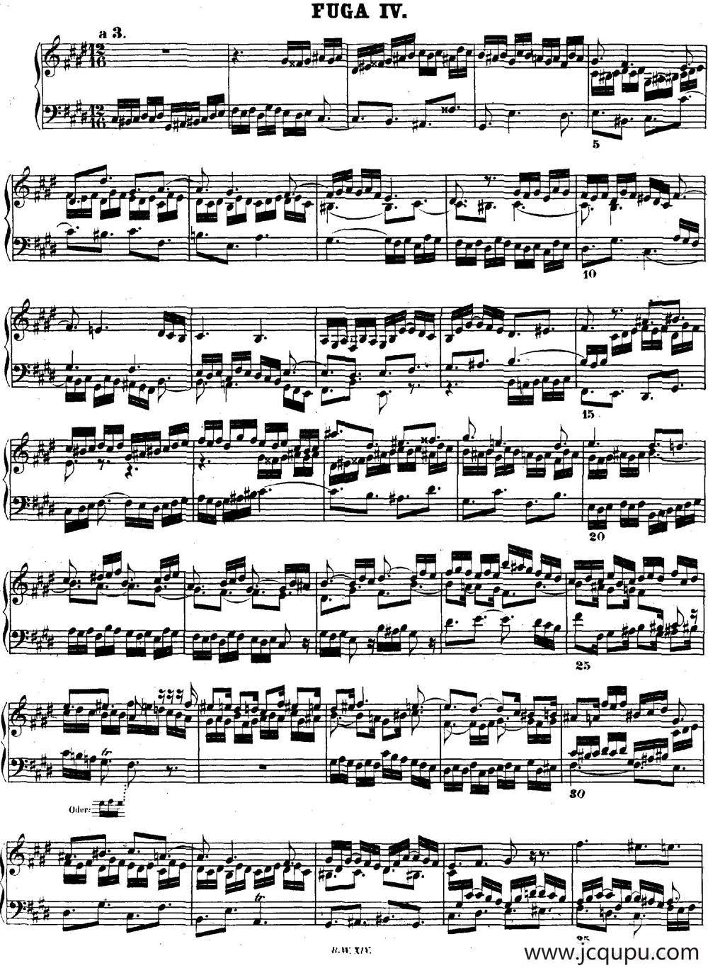 巴赫《平均律钢琴曲集·第二卷》之赋格曲（NO.4）简谱