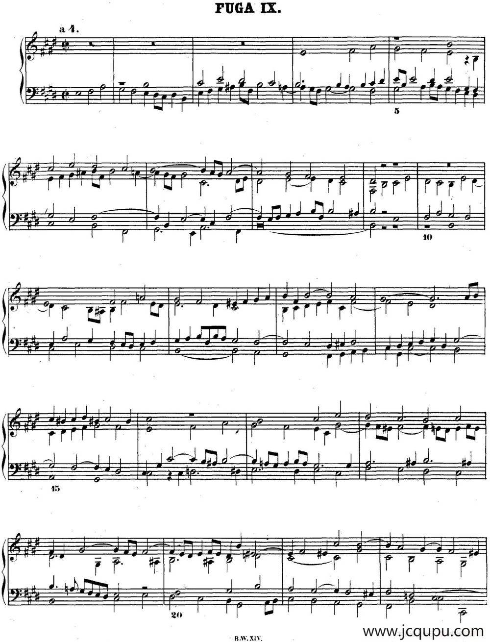巴赫《平均律钢琴曲集·第二卷》之赋格曲（NO.9）简谱