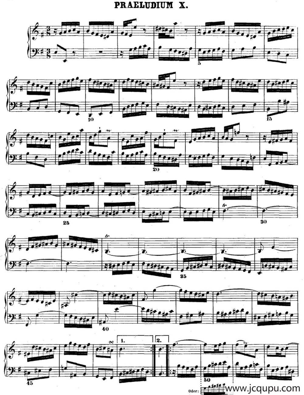 巴赫《平均律钢琴曲集·第二卷》之前奏曲（NO.10）简谱