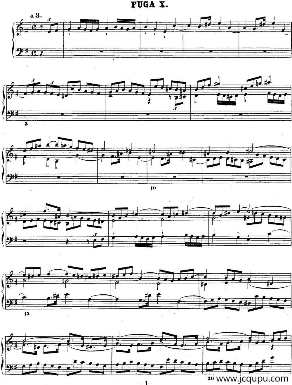 巴赫《平均律钢琴曲集·第二卷》之赋格曲（NO.10）简谱