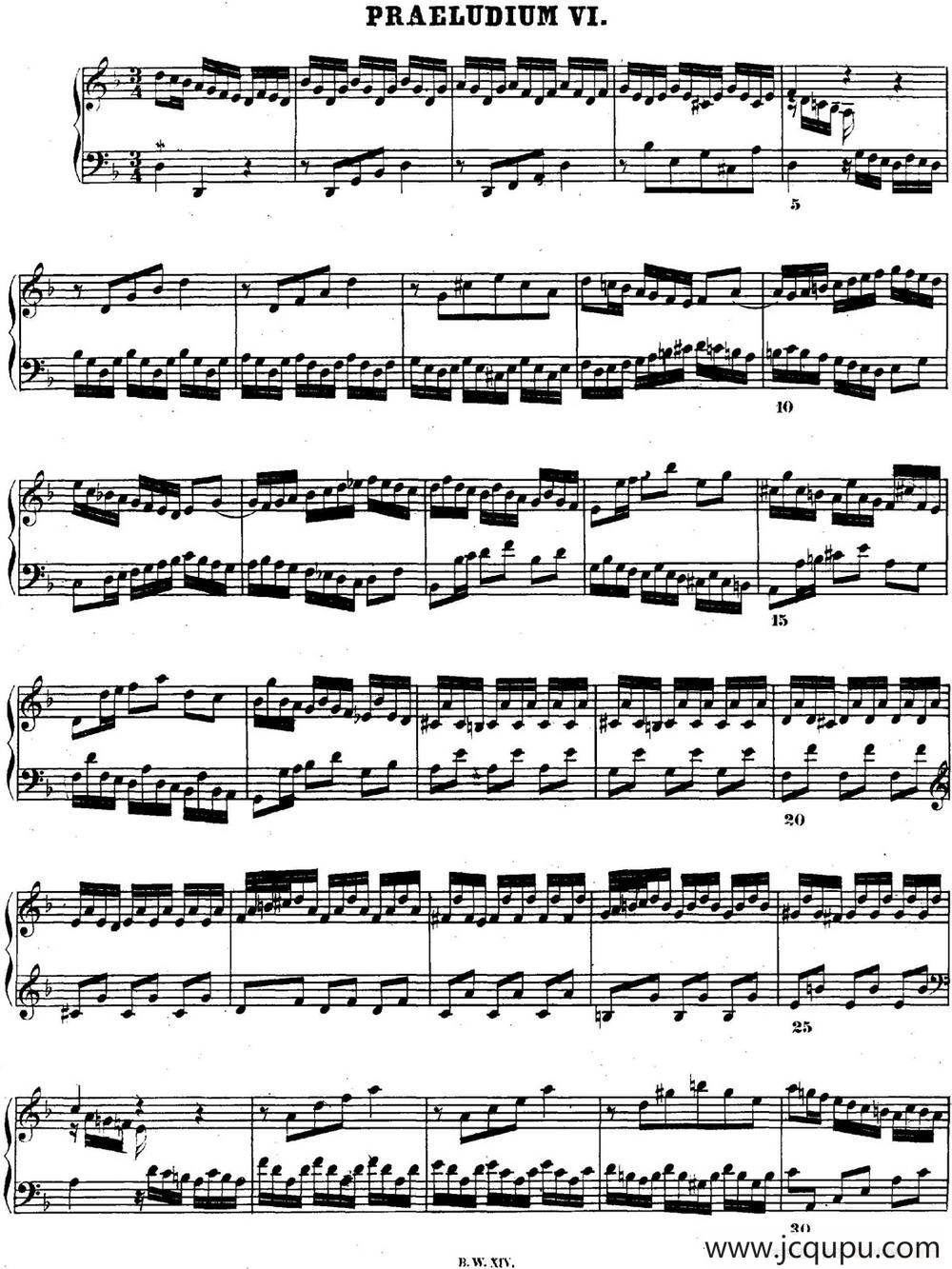 巴赫《平均律钢琴曲集·第二卷》之前奏曲（NO.6）简谱