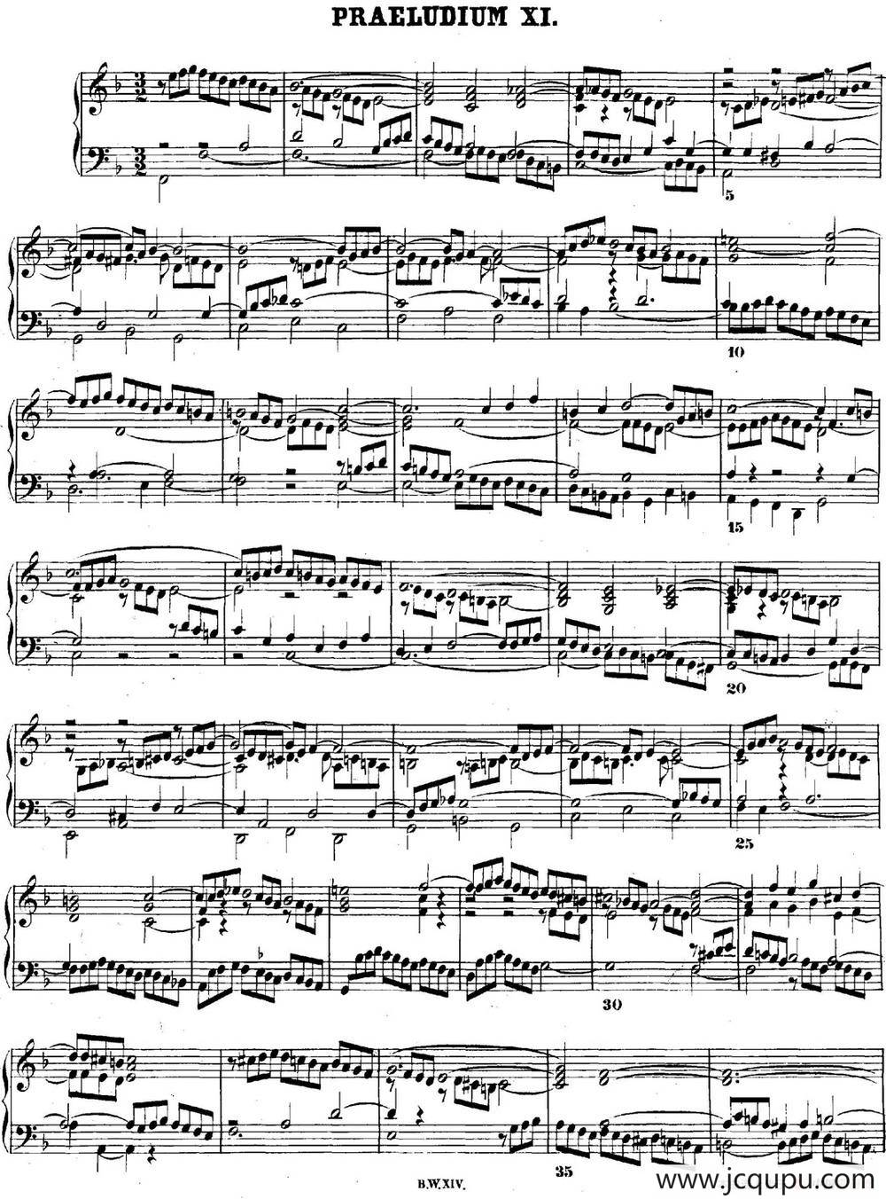 巴赫《平均律钢琴曲集·第二卷》之前奏曲（NO.11）简谱