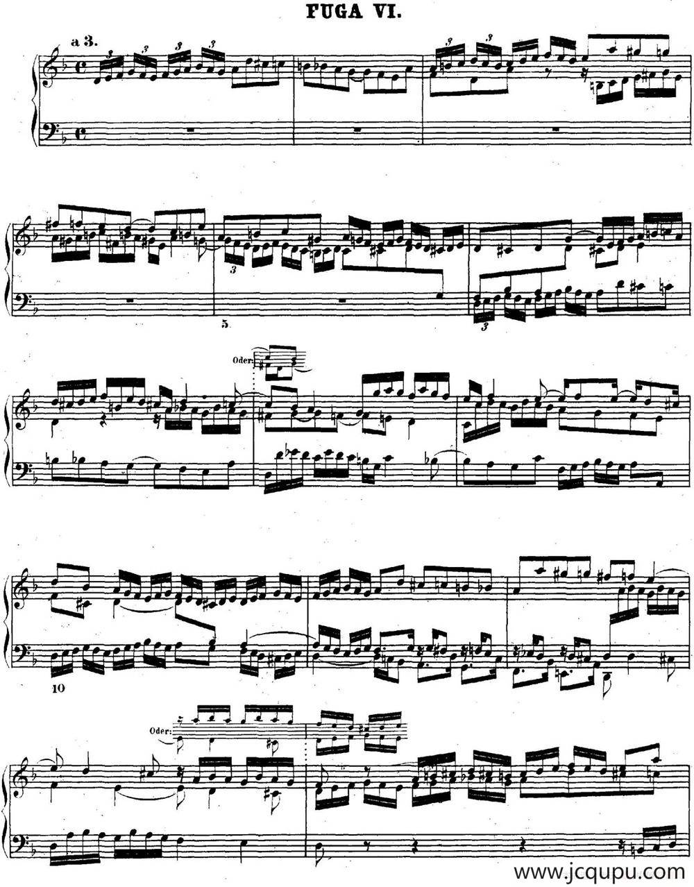 巴赫《平均律钢琴曲集·第二卷》之赋格曲（NO.6）简谱